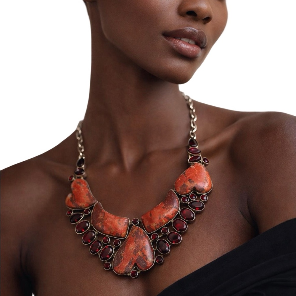 Jasper Glass Statement Neckalce - image 1